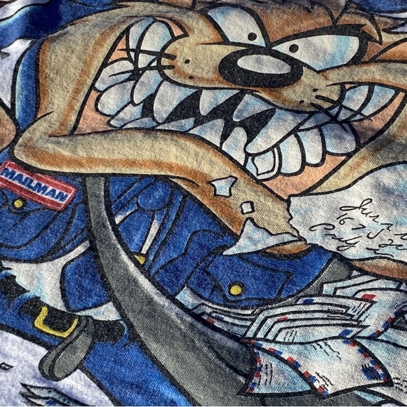 TAZ Looney Tunes Mailman 1990’s 2 sided single stitch T shirt Vintage - Picture 14 of 15